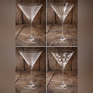 Mikasa Celebration Collection Etched Martini Glass Vintage Stemware Set of 4